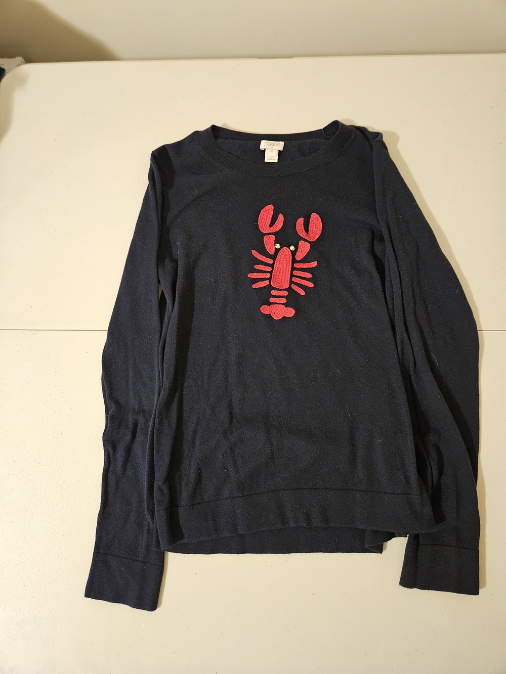 J.Crew Lobster Embroidered Womens Sweater – Navy, Size M